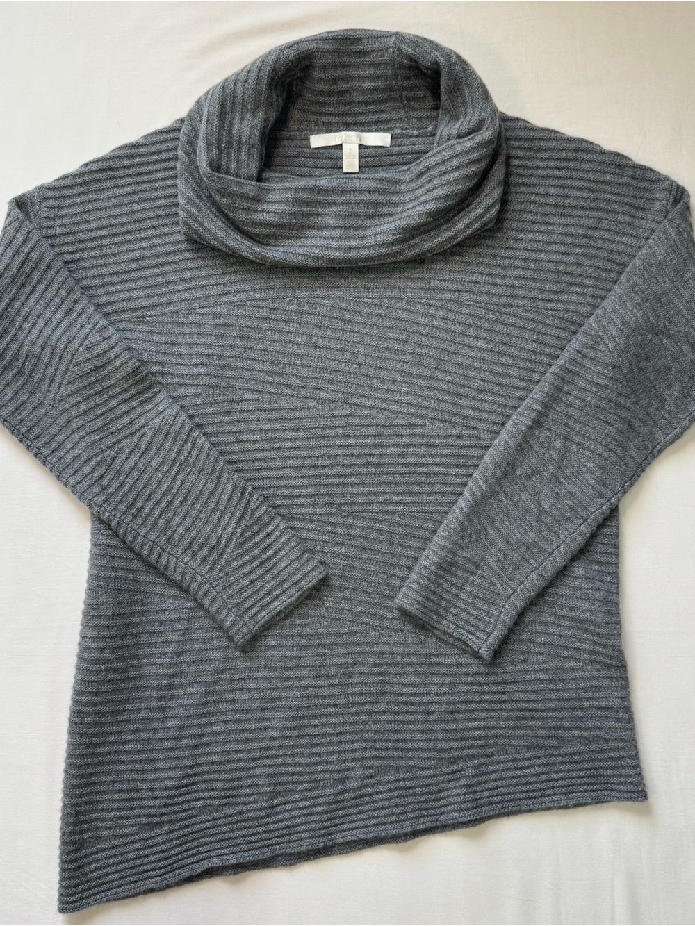 Nordstrom Collection Cashmere Sweater Women’s Medium Gray Asymmetrical Cowl Neck
